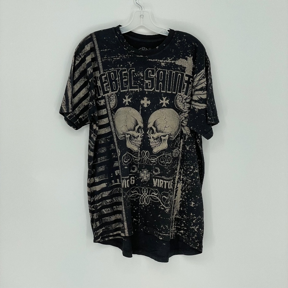REBEL SAINTS by Affliction Garage Skull Short Sleeve T-Shirt